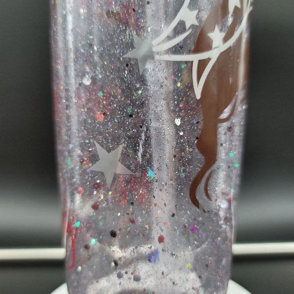 Mom Skinny Tumbler 18 Oz Manic Day Fuel Snow Globe Glitter Love Cold Cup - Picture 3 of 6